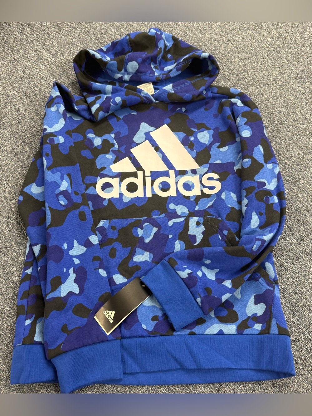 Adidas Blue Camo Hoodie Boys Youth Size Large